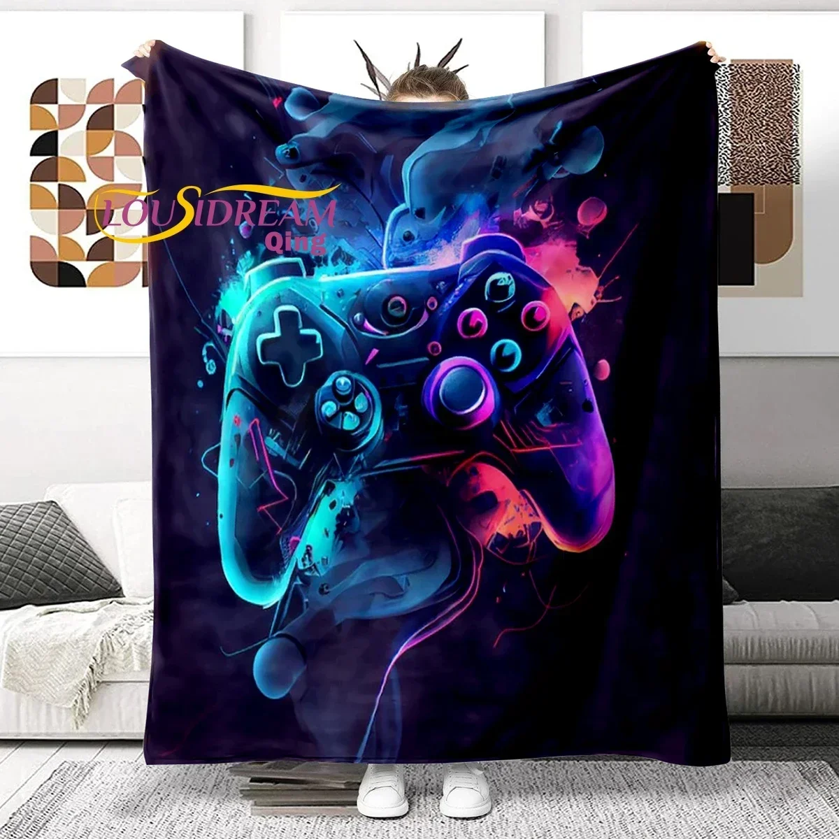 Game Controller Blanket Ultra Lightweight Soft Plush Flannel Throws Blanket for Sofa Bed Couch best Office Gifts