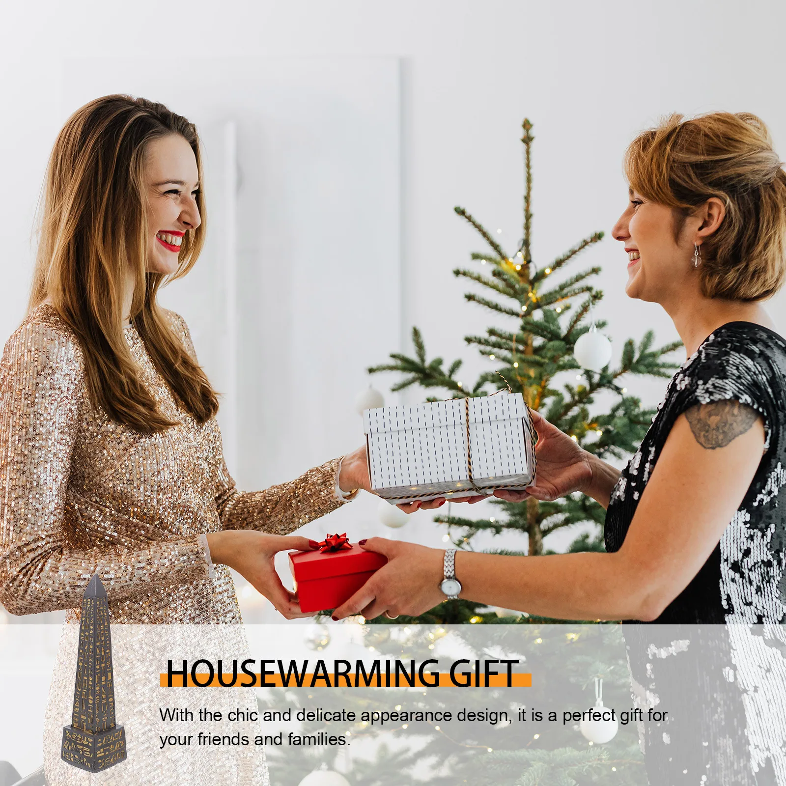 

Elegant Monument Sculpture Egypt Inspired Resin Decor Unique Tabletop Ornament for Living Room Hallway Decorative Home Styling