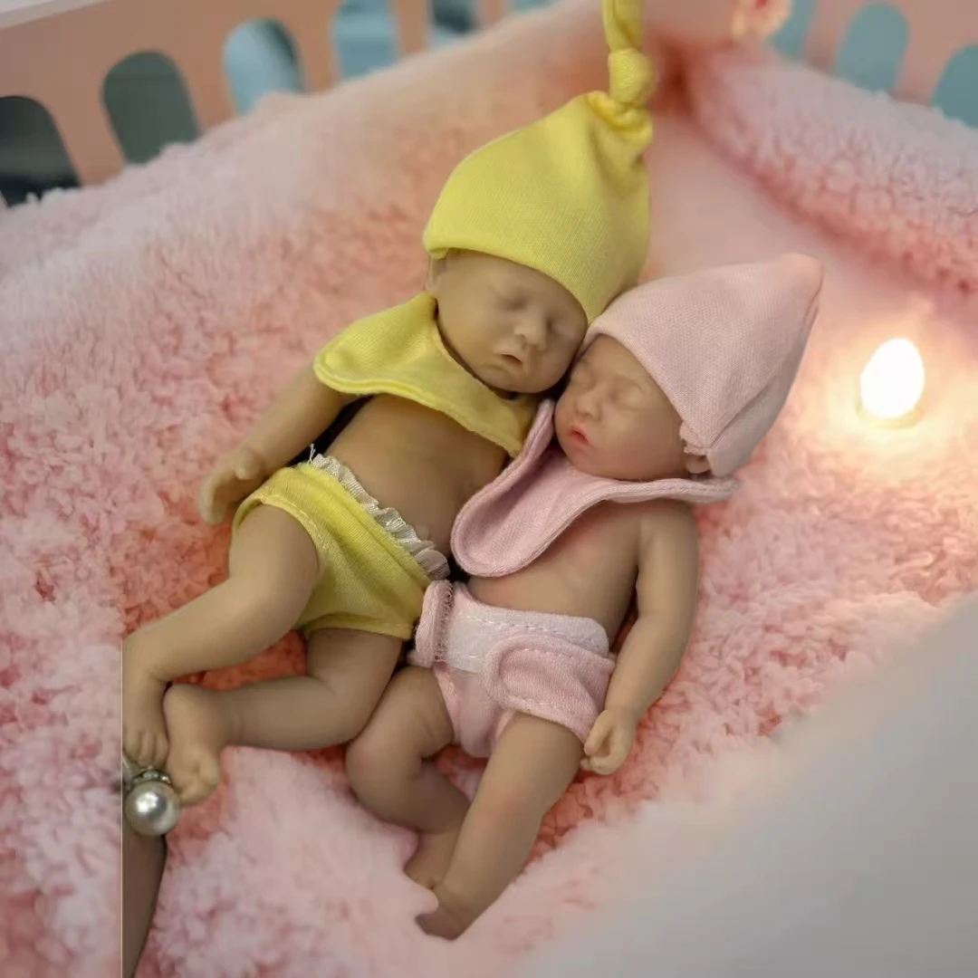 1 Uds./15cm lavable Mini palma de cuerpo completo de silicona muñeca Reborn niña y niño con boca abierta muñeca Reborn de tacto suave