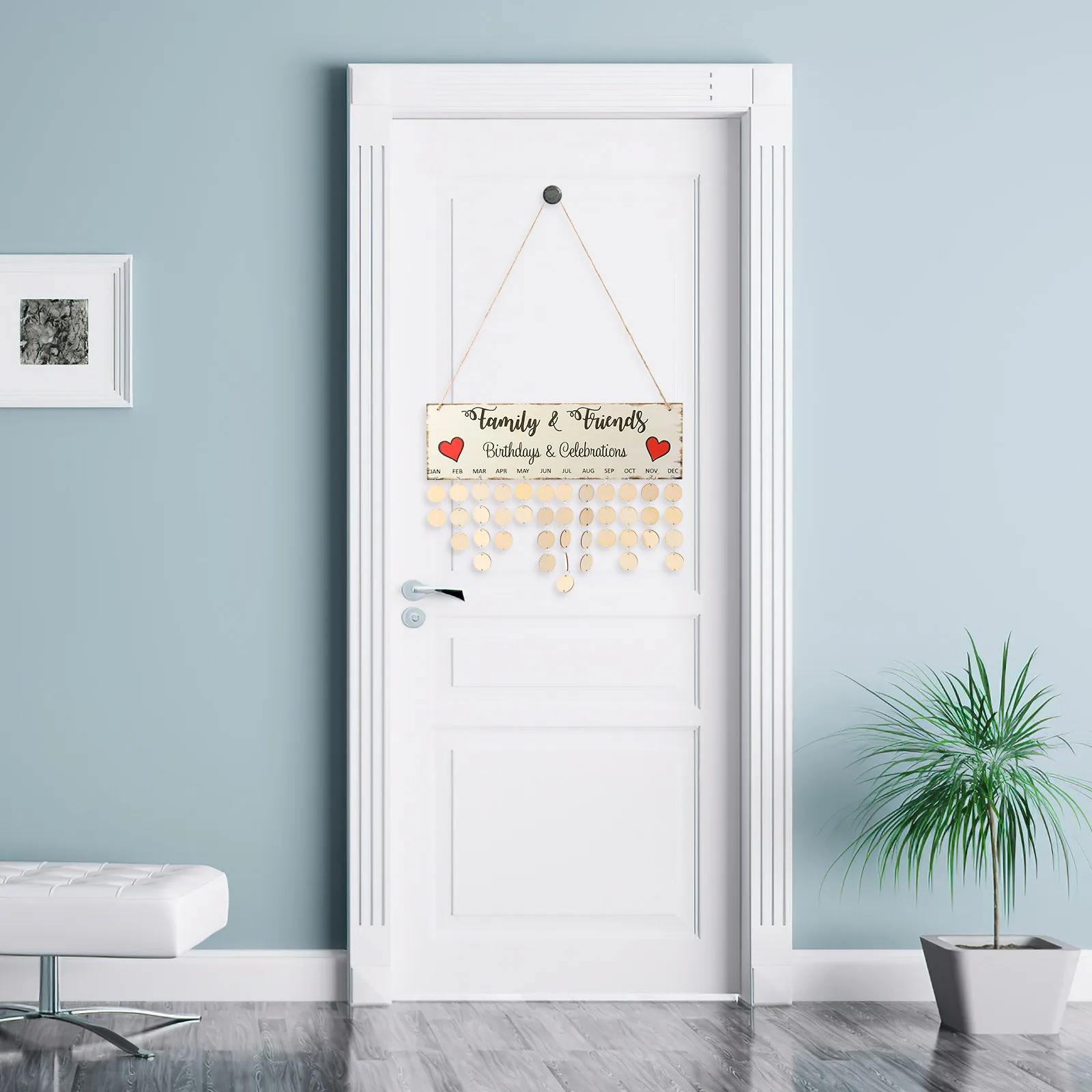 

Деревянная настенная доска для семейных дней рождения, 50 шт., разноцветная, для празднований, напоминаний, декора, подвесная табличка DIY, 40x12 см