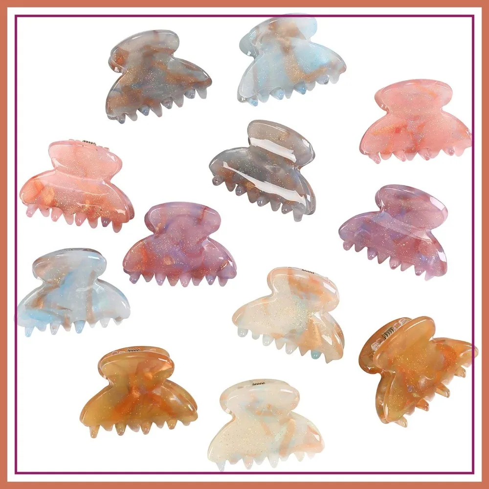 

12PCS Small Hair Claw Clips for Thin Hair, Non-Slip Hair Clamps for Women Girls, Classic Sequin Style