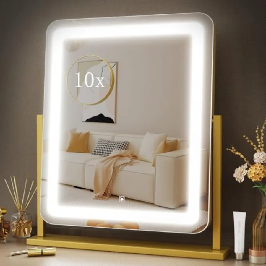 

Lighted Makeup Mirror Hollywood Vanity Mirror with Lights Three Color Lighting Modes and Detachable 10X Magnification Mirror Sm
