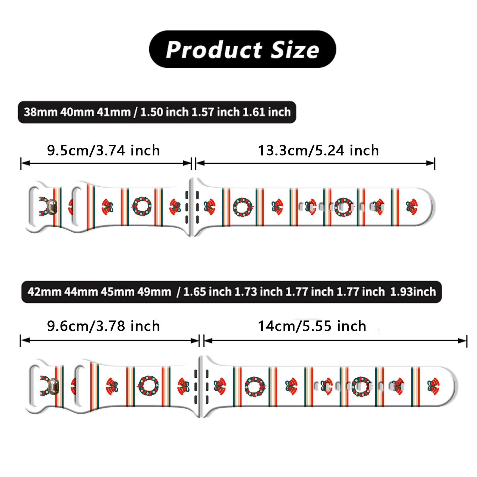 حزام مطبوع بنمط ممتاز لعيد الميلاد لساعة Apple Watch Series 11-9، سوار سيليكون ناعم مقاوم للماء 46 مم 45 مم 44 مم 42 مم #6