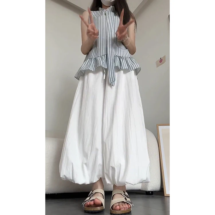 بنطلون نسائي أنيق بخصر عالٍ وساق واسعة، موديل صيف 2025 الجديد، تصميم نحيف وانسيابي من الحرير الصناعي بنقشة زهور، أسلوب جامعي