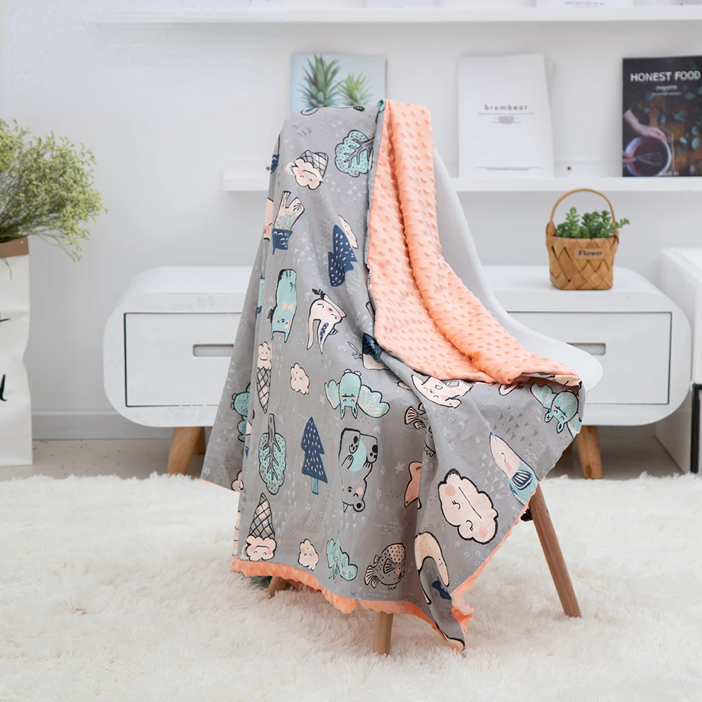 

Cotton Baby Bean Cartoon Children's Cover Baby Soothing and Holding Pushcart Cover Blanket