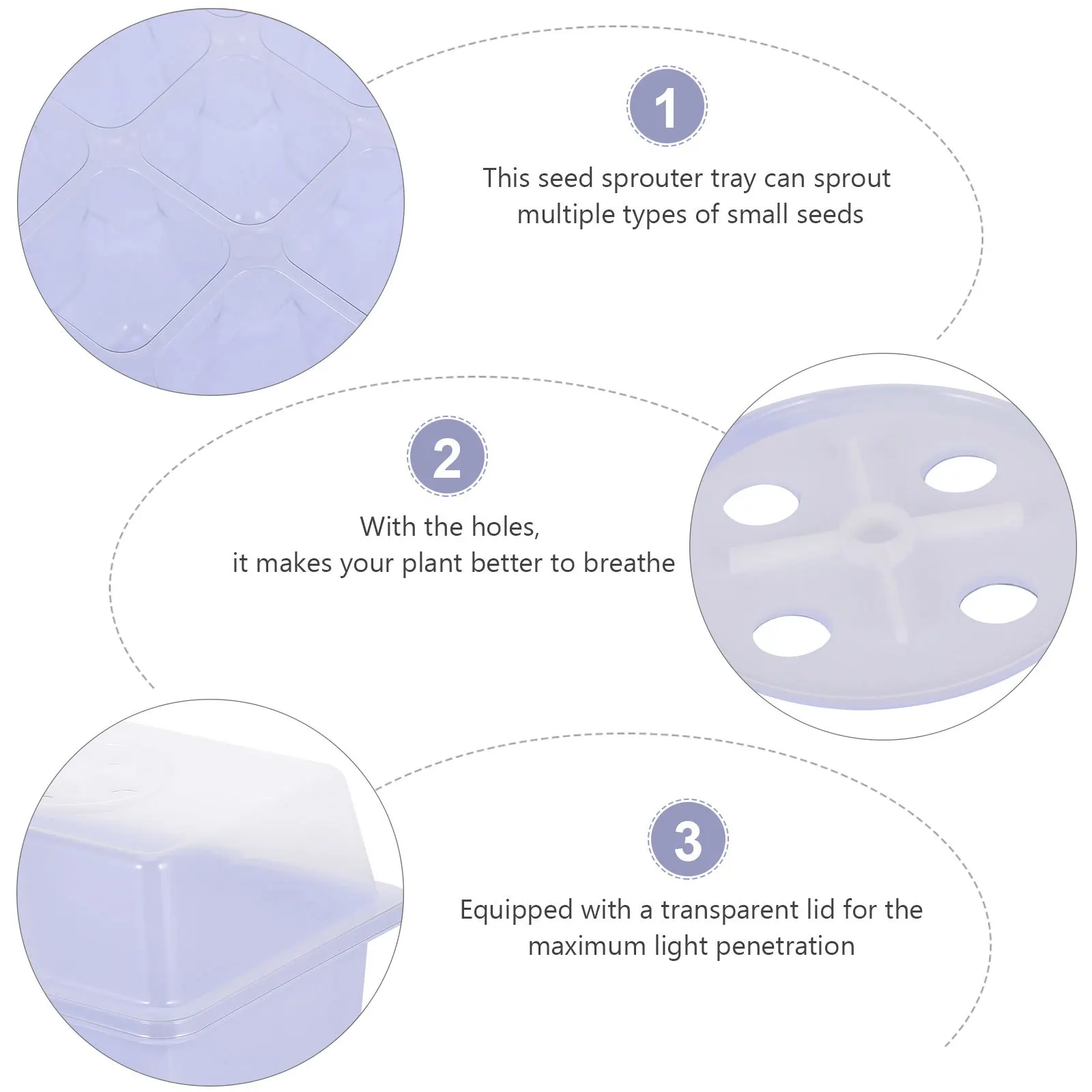 

2Sets Garden Sprouter Tray Premium Plastic Starter Germination Propagator Nursery Tray Heat Moisture Retention for Flowers
