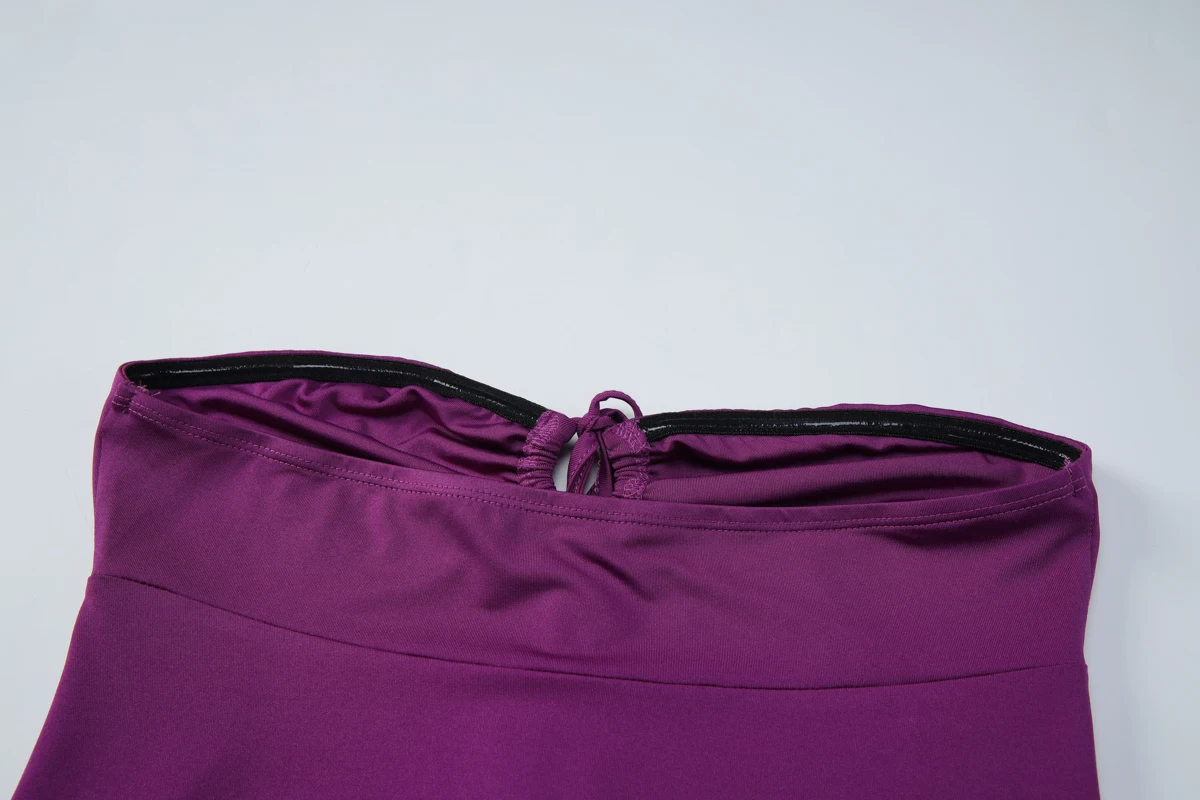 Hugcitar Damenmode, trägerloses Minikleid, einfarbig, mit Rüschen, Schnürung, gerüscht, sexy Sommerkleid, Sommer-Outfit, Strand, Urlaub, Party – Detail 10