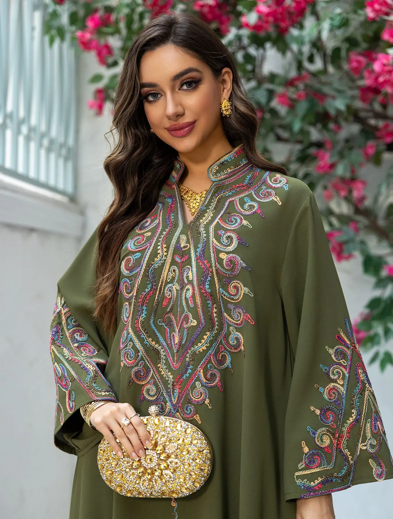 

Femme Musulmane Marocain Caftan Eid Djellaba Women Muslim Embroidery Maxi Dress Ramadan Islam Jalabiya Dubai Abaya Turkey Kaftan