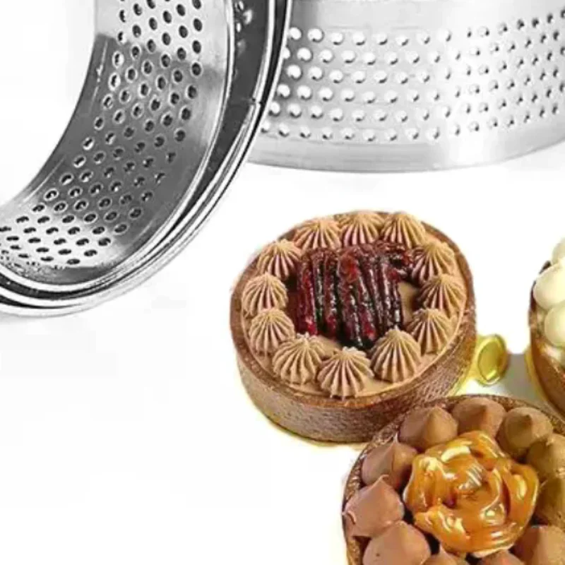 Anillos perforados para tarta con agujero, torre inferior de tarta de acero inoxidable, pastel de fruta, Quiches, anillo para pastel, molde para hornear Mousse, 5/6/7/8/9/10 CM