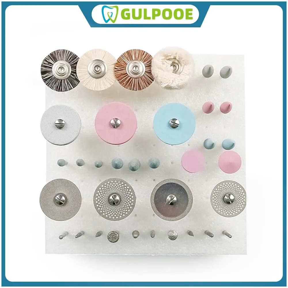 

GULPOOE Dental Lab Polishing Kit HP Polisher Denture Polishing Kit Shank Diameter Bur Brush Grinding Pincel Dental Dentist Tool