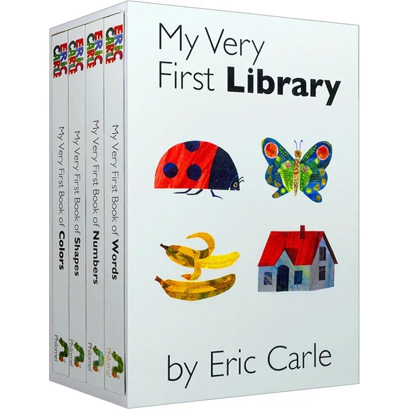 4Books/Set Eric Carle My Very First Library, Words Color Number Baby Children's aged 1 2 3, English picture books 9780399246661