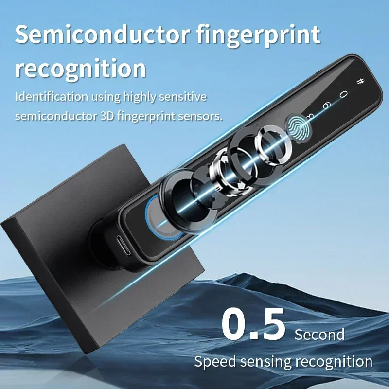 Tuya APP Unlock Bluetooth Smart Door Lock Biometric Fingerprint Lock Password Key Remote Unlock Digital Electronic Lock TTlock