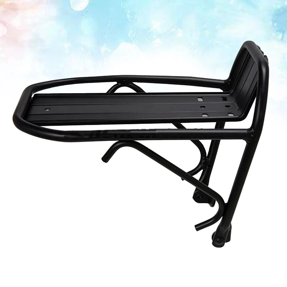 

Aluminum Alloy Bike Front Rack Black Shelf Cargo Carrier Lightweight Compact Design Fits Folding Bikes Pannier