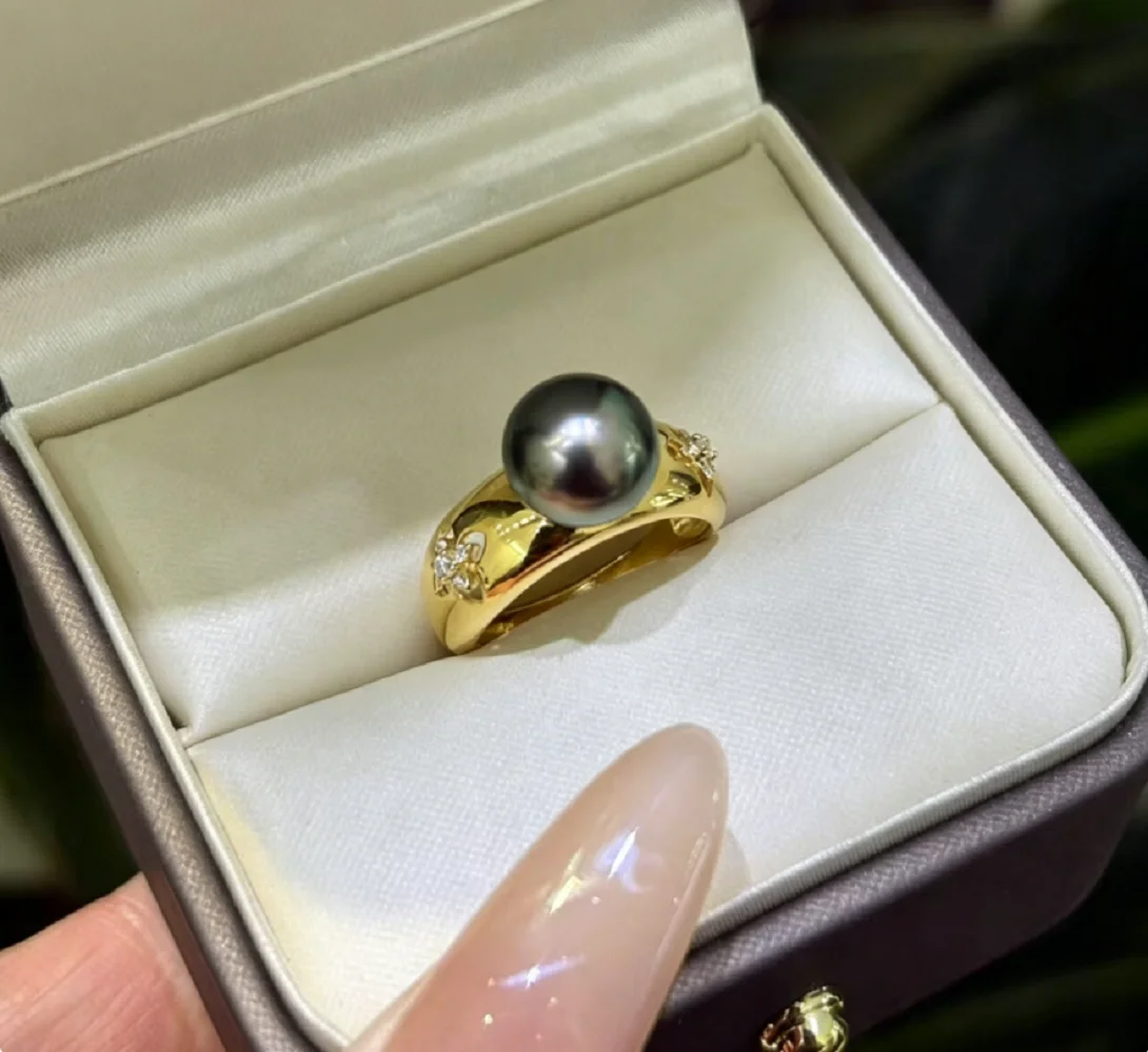 Gorgeous Pearl Ring AAAA10-11mm Natural Pearl Ring 925 seconds, Adjustable Ring