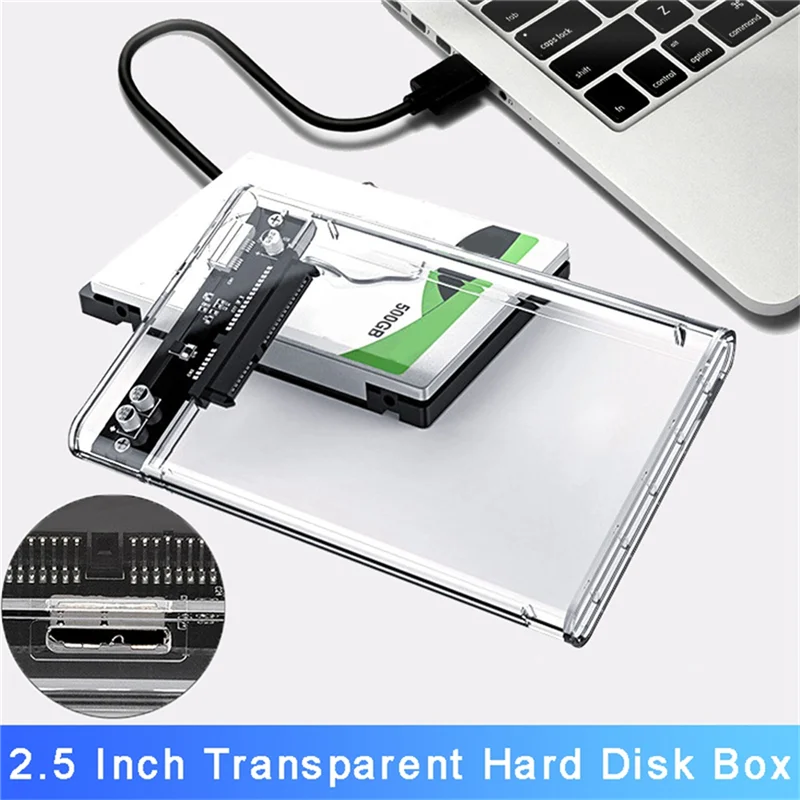 BABQ Transparent White HDD Case for Hard Box 2.5 Inch HDD Enclosure SATA to USB 3.0 Type-C 3.1 External Hard Drive Case
