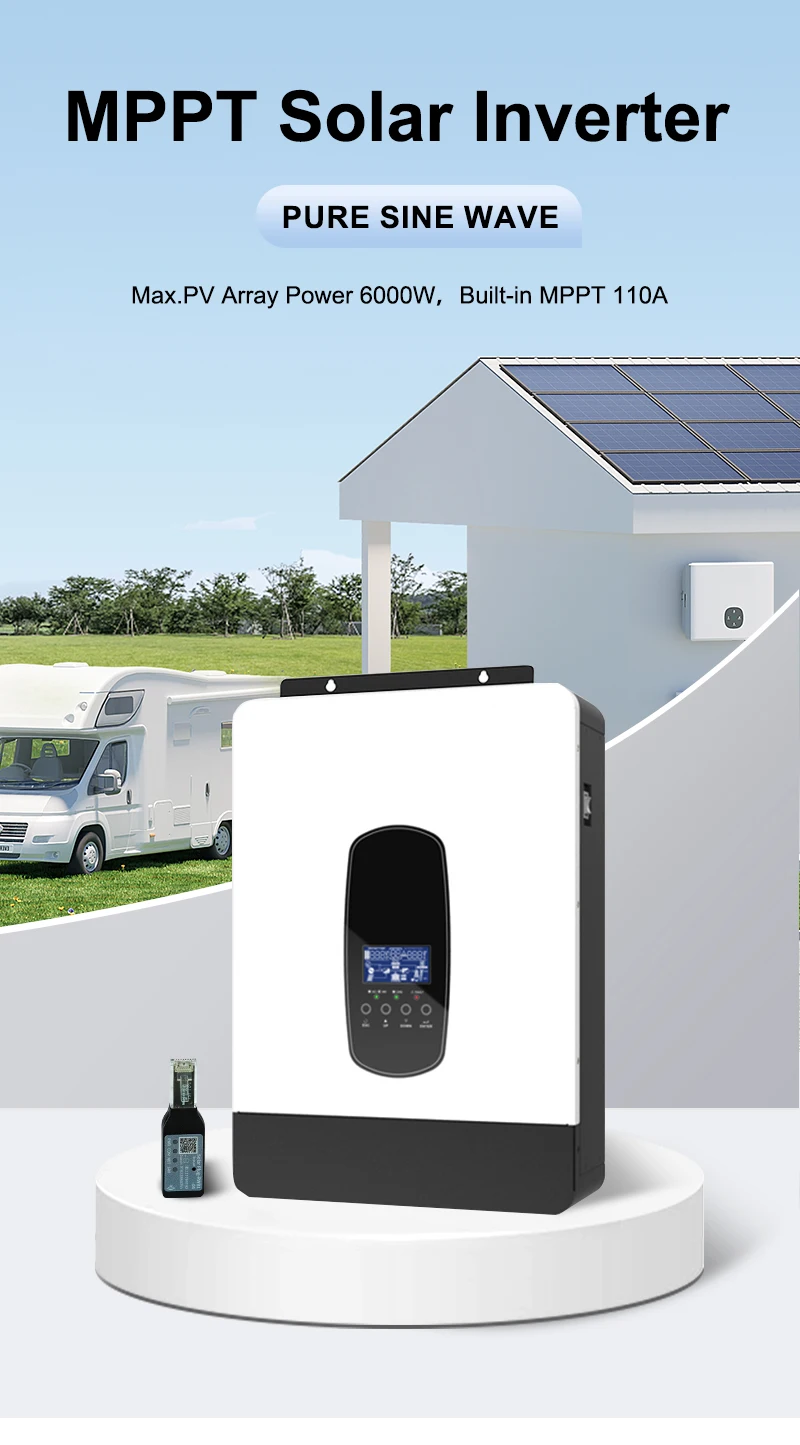 ANENJI 6,2 kW 48V Hybrid-Solarwechselrichter mit integriertem 6000W MPPT 110A Solar-Laderegler, ausgestattet mit WLAN – Detail 2