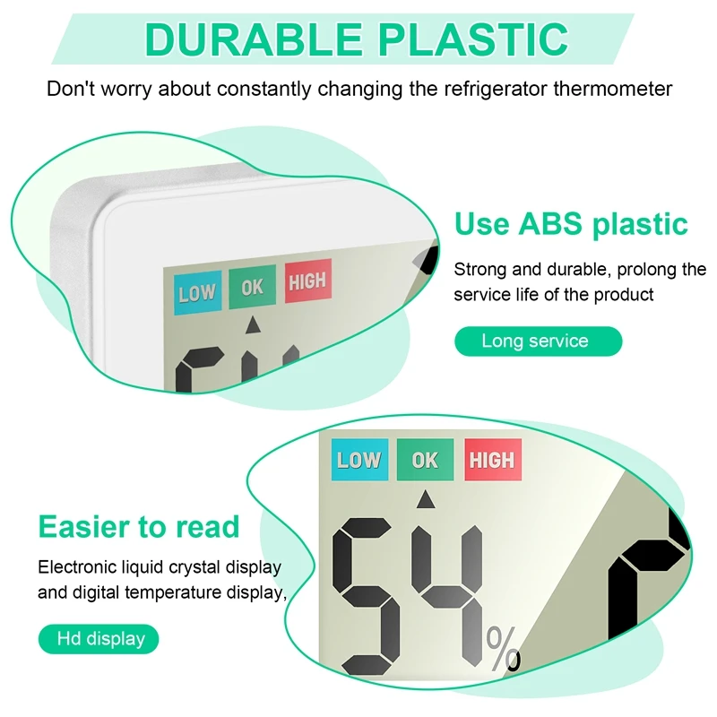 Mini Fridge Thermometer With Easy To Read LCD Display, Hygrometer Perfect For Indoors, Outdoors, Restaurants, Bars