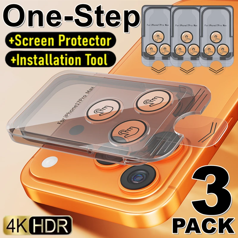 1-3Sets AR Camera Lens Cap For iPhone 17 Pro Max 17Air 17PM Easy Install Clear Bubble Free Protector 9H Glass Film For iPhone17