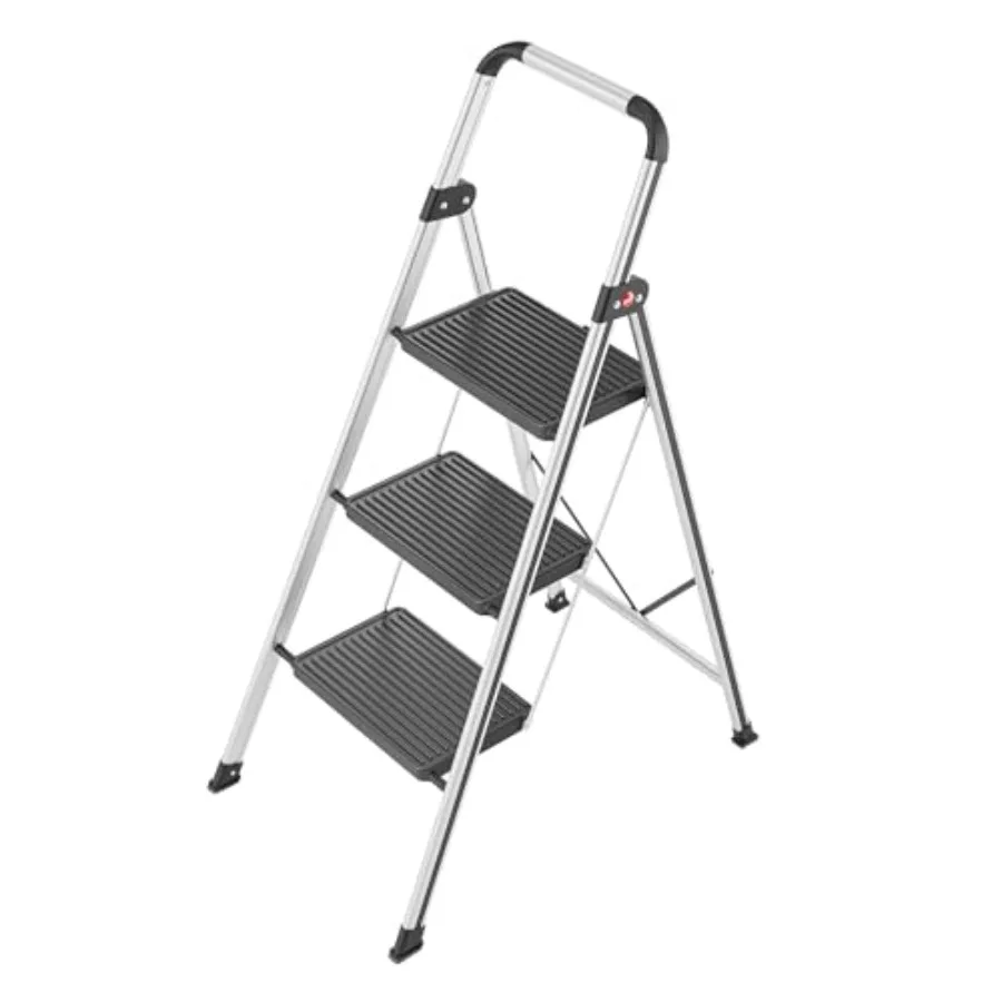 

K71 Step Stool 3-Step Folding Ladder with Aluminum Frame Non-Slip Treads Safety Lock ANSI Type II Certified Compact Design for