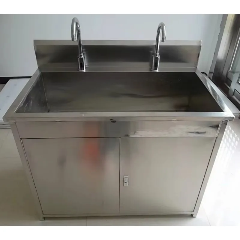 อ่างล้างมือสแตนเลส 304 สำหรับ 2 คน พร้อมกระจก