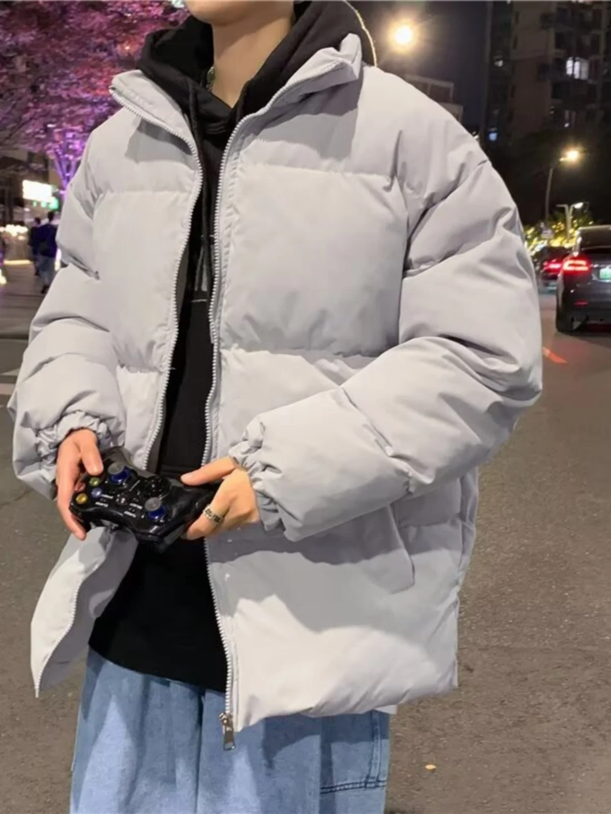 

Мужская зимняя утепленная хлопковая куртка с воротником-стойкой, на пуху, теплая, молодежная, модная, приталенного кроя, на молнии, длинный рукав