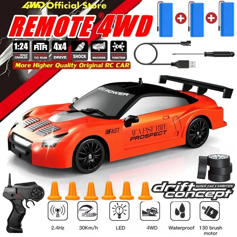 

4WD Remote Control Drift Car 4X4 High Speed Racing RC Car with LED Lights RTR Radio Truck Vehicle Model Toy Gift for Kids Adults