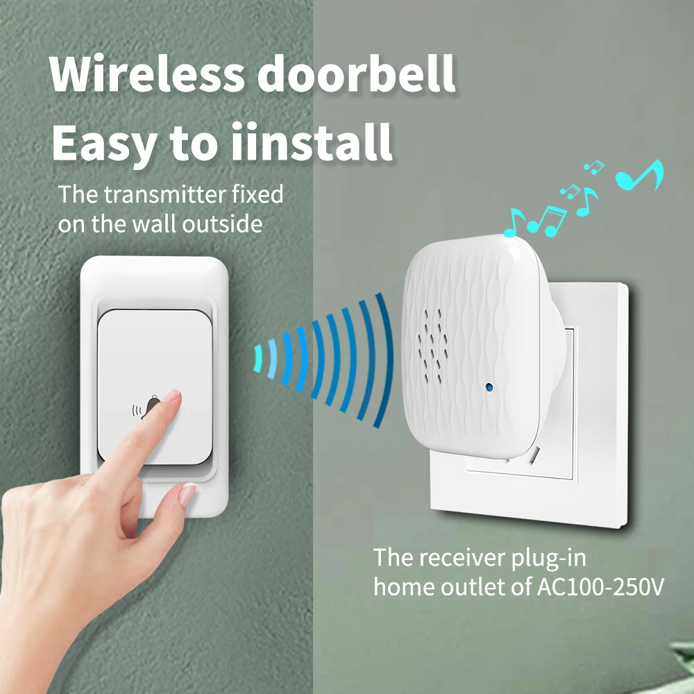 Battery Free Outdoor Wireless Doorbell Smart Home Safety Alarm Worry Free Energy-Saving No Need For Batteries