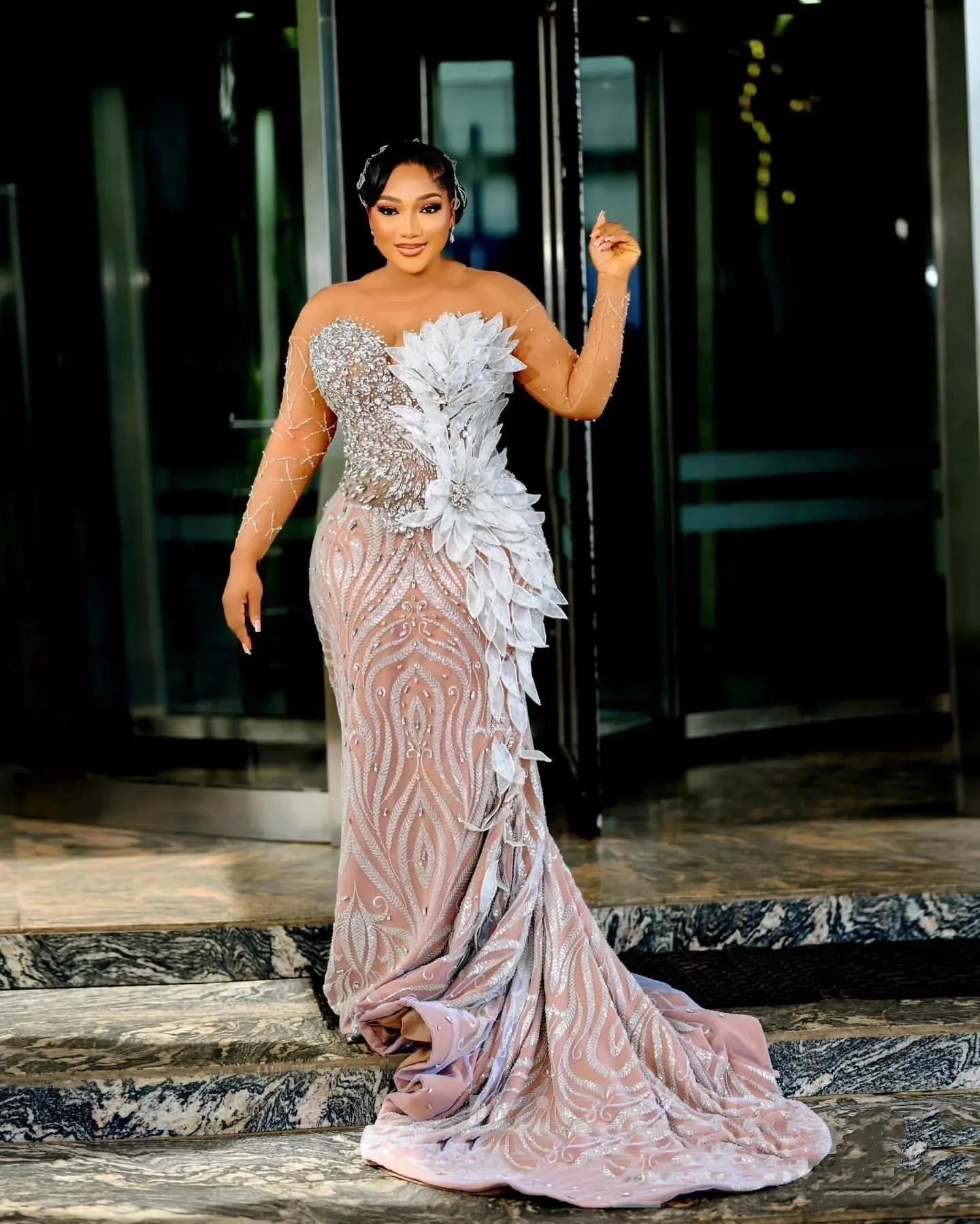 Strass vestidos para ocasiões especiais renda noite formal festa de aniversário segundo noivado vestidos africano marfim ilusão me