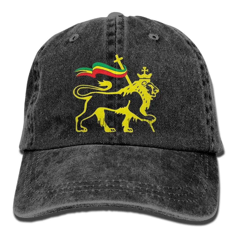 Rasta Lion of Judah Vintage Washed Dyed Cotton Adjustable Plain Cap Low Profile