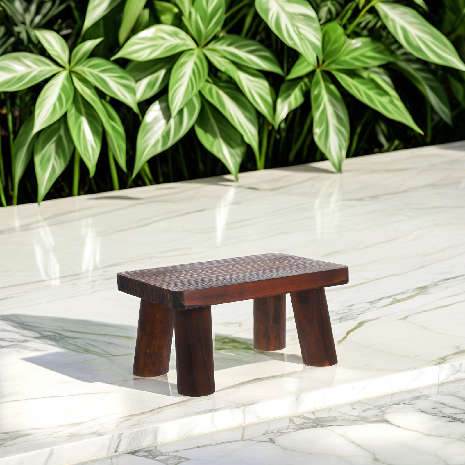 Banqueta de madeira para idosos, cabeceira pequena, rústica, portátil, resistente, antiderrapante, para ambientes internos e externos
