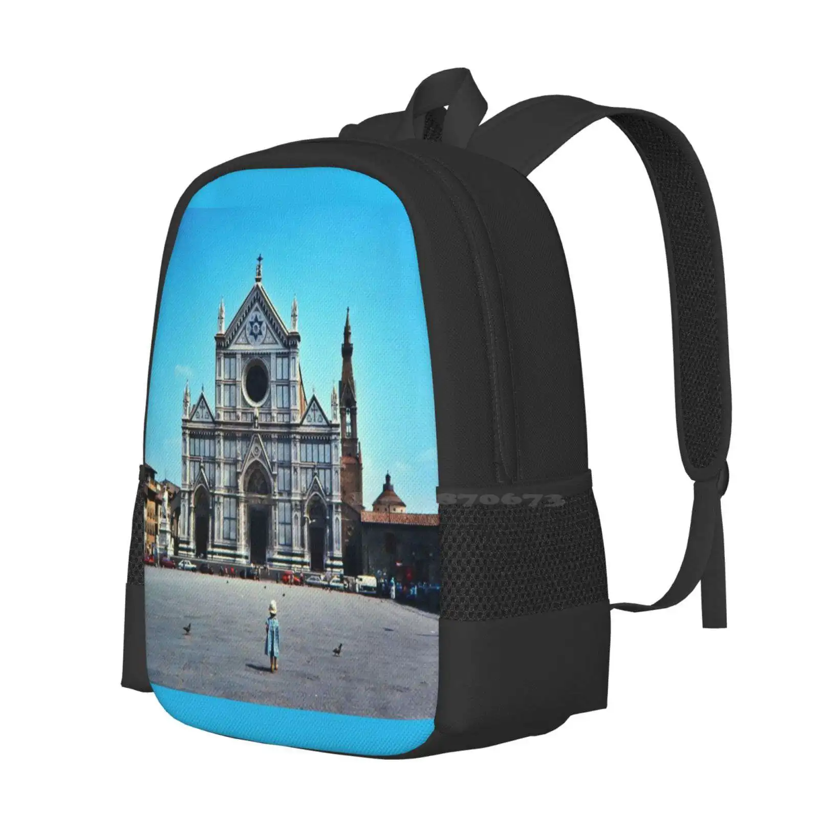 A Child In Florence-Basilica Of Santa Croce Pattern Design Bagpack School Bags Architecture Baby Basilica Of Santa Croce