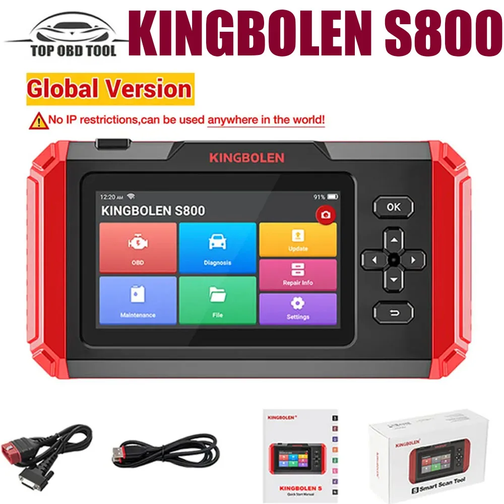 

Kingbolen S800 OBD2 Scanner Engine/ABS/SRS/Transmission Diagnostic Scan Tool Airbag Code Reader,Lifetime Free PK Launch CRP123