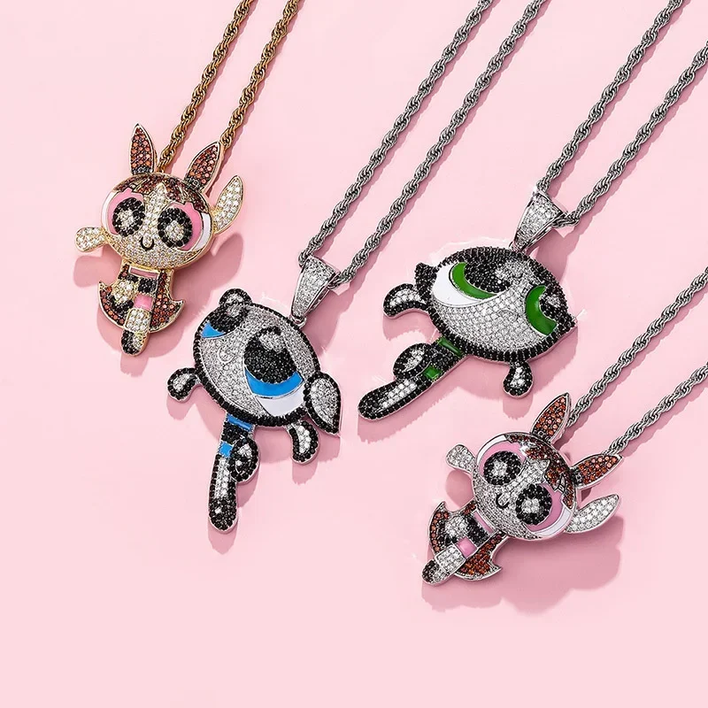 

Hip Hop Anime Girl Police Figure Pendant Necklace With Stainless Steel Long Chain Cartoon Necklaces For Girl Women Charm Jewelry