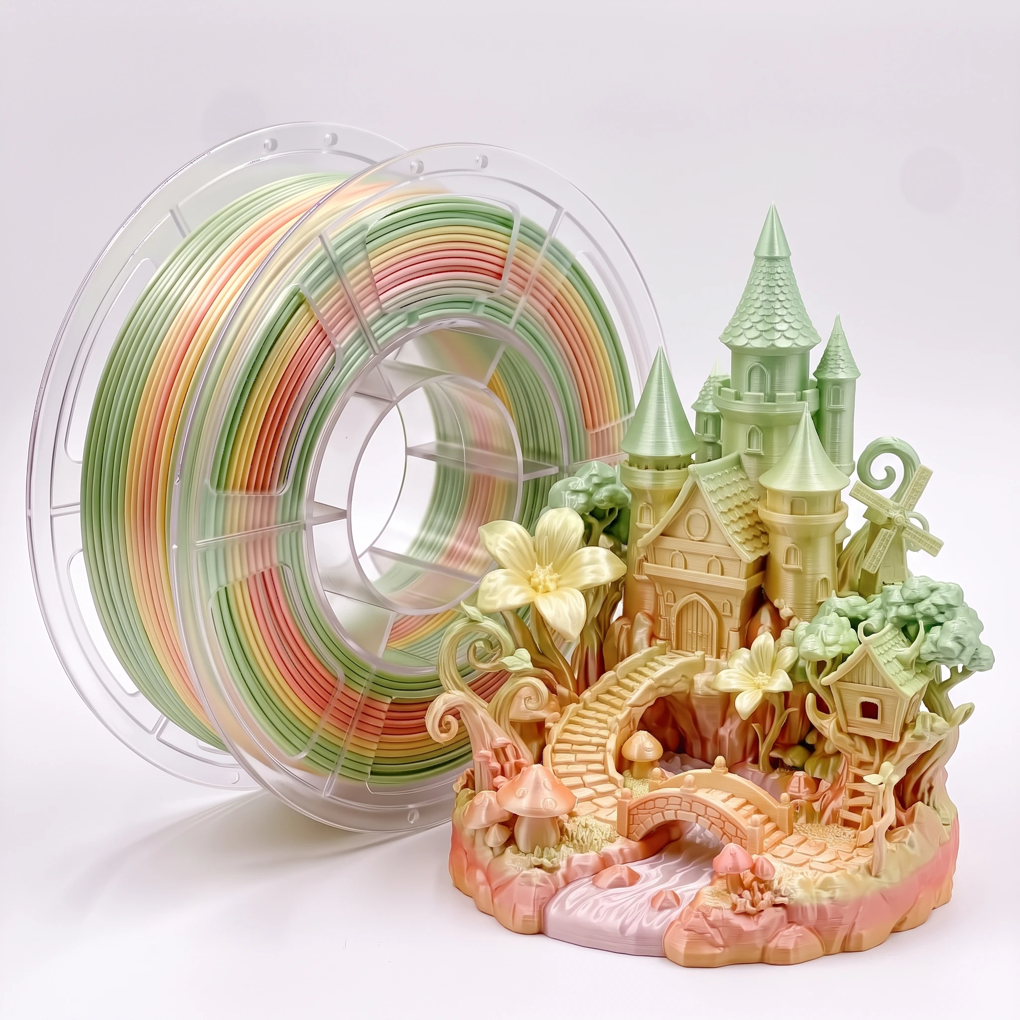 Silk Flower & Fruit Mountain PLA 1.75mm 250g Shiny Color Change 3D Printer Filament Multicolor Smooth Transition Neatly