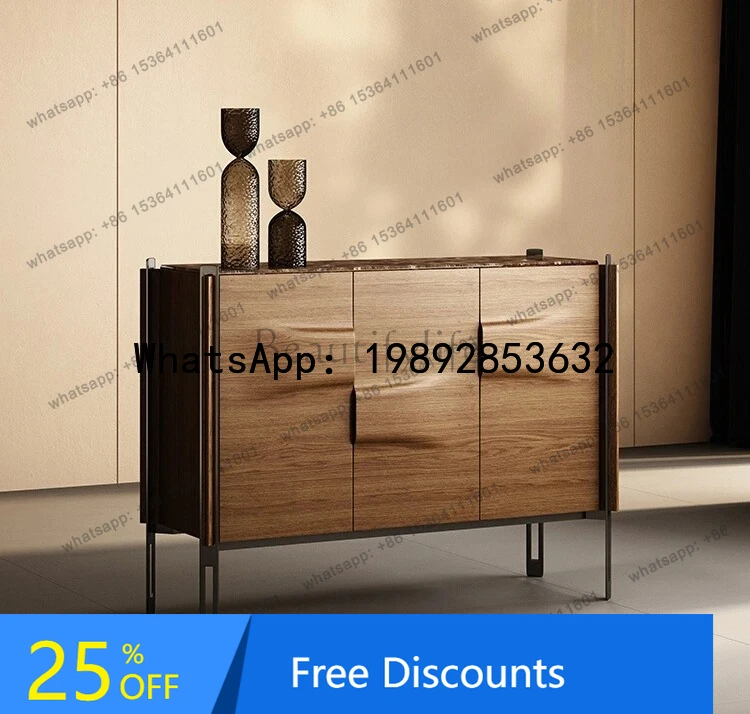 

HH Italian minimalist solid wood shoe cabinet modern minimalist porch cabinet light luxury high-end villa living room locker