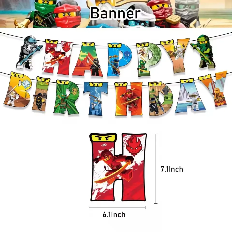 Cartoon Ninja Thema Verjaardagsfeestje Decoraties Leuke Ballonnen Borden Banner Servies Set voor Babyshower Feestartikelen Kindergeschenken