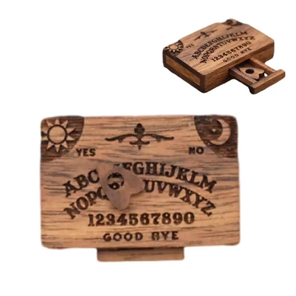 Handmade Ouija Board with Drawer Talking Spirit Board Love Lock Wooden Miniatures Retro Home Decoration