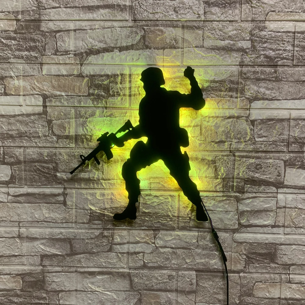 ZK30 Hot Selling Color Changing Luminous Soldier LED Wall Lamp Bedroom Bar Decoration Night Light Remote Control Lamp