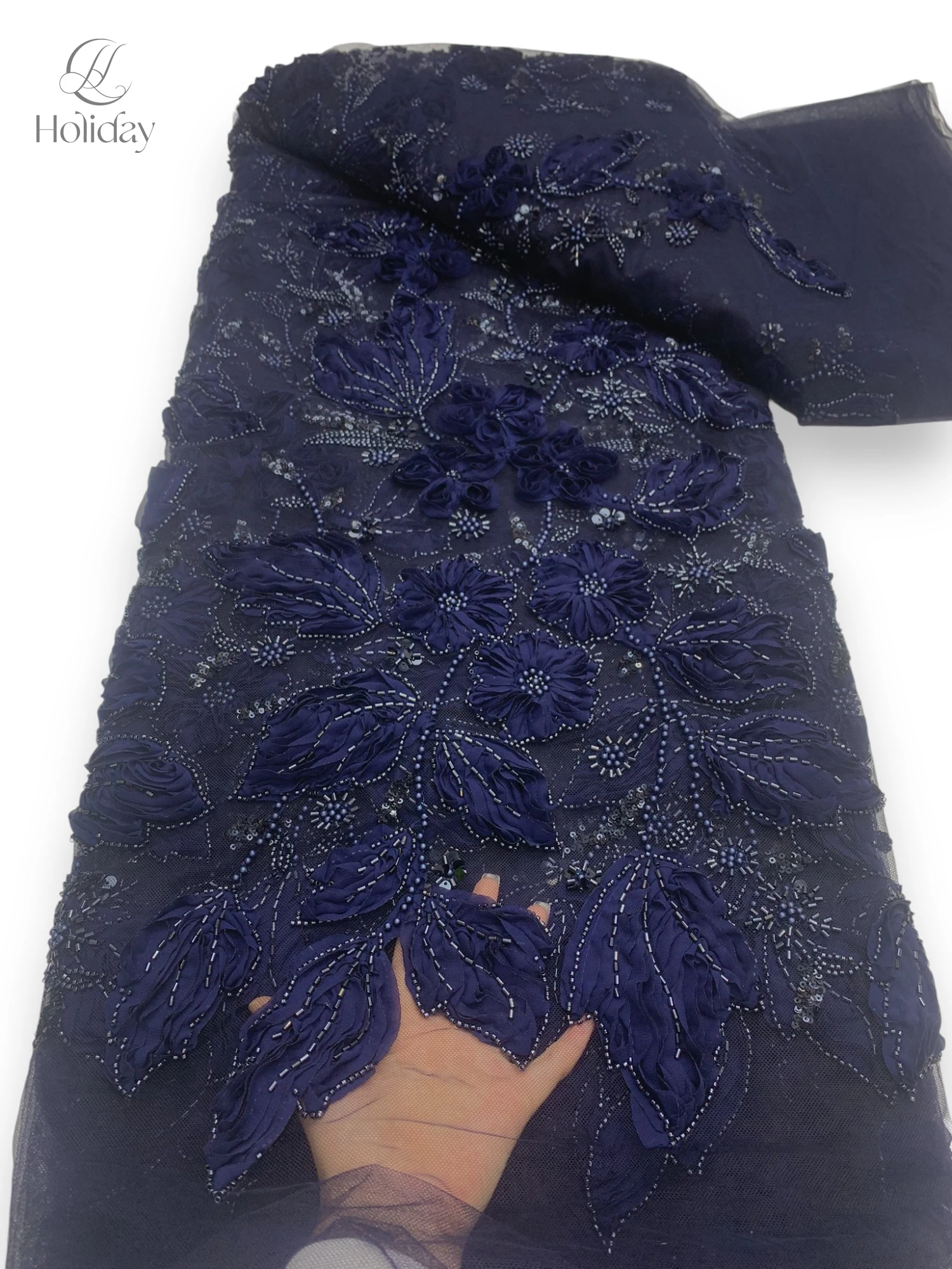 Kain Renda 1 atau 3 Yard Kualitas Tinggi Kain Renda Jaring Perancis Manik-manik Renda Afrika Pesta Pernikahan Kain Renda Sifon