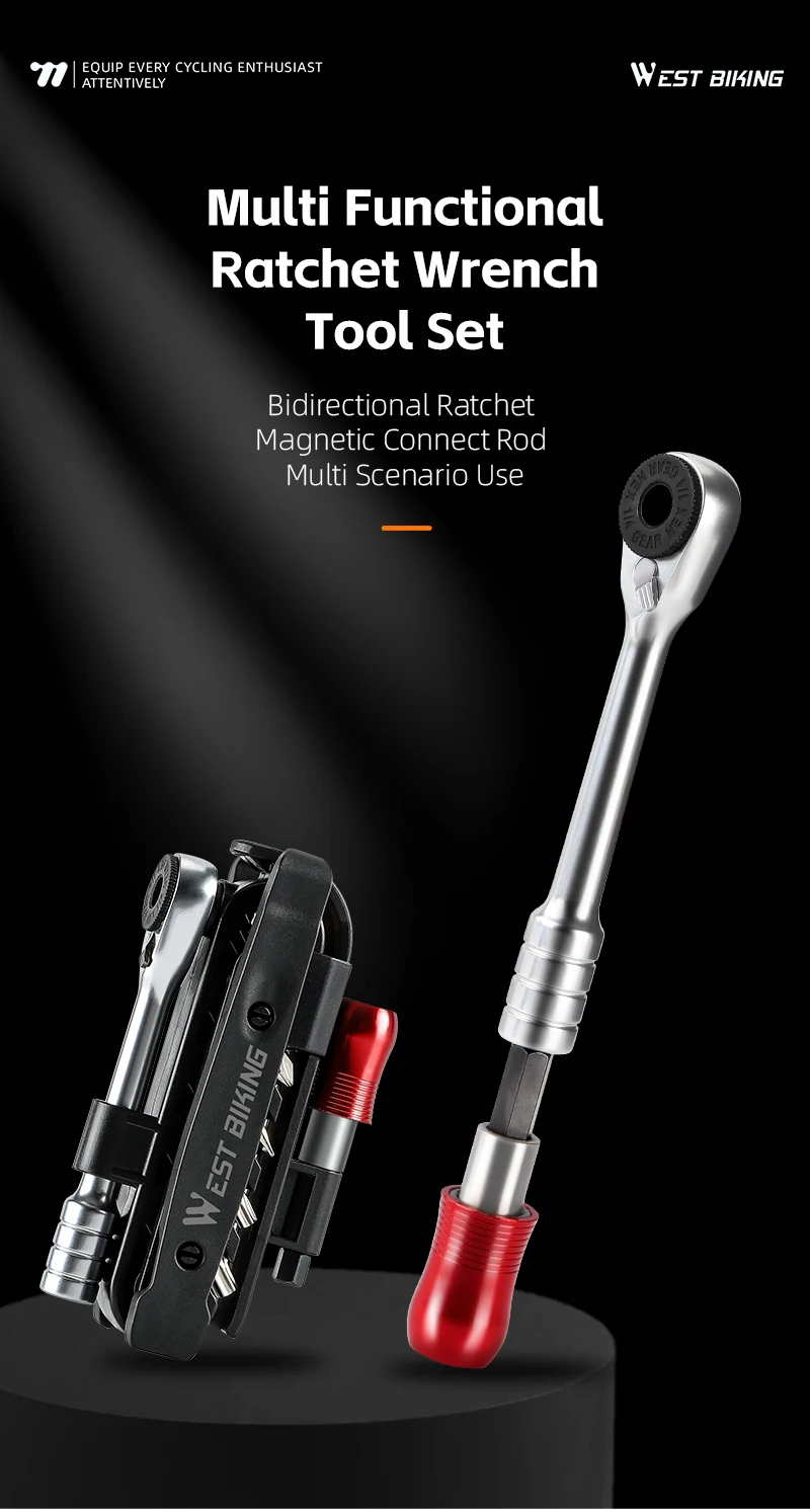 

WEST BIKING 14 in 1 Multifunction Bicycle Tools Portable Ratchet Wrench Kit Multitool Set Tyre Lever MTB Road Bike Gadgets