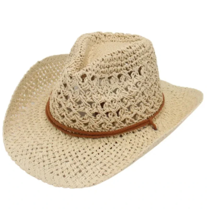 Kapelusze kowbojskie w stylu vintage, męskie i damskie, słomkowe kapelusze na podróże, etniczny styl, prezent, ochrona przed promieniowaniem UV, czapki plażowe, chapeau. — zdjęcie 3