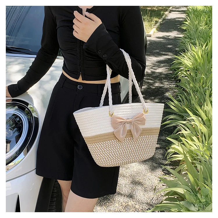 

Сумка ручной работы, женская национальная сумка из соломы ветра - это ручная сумка-корзина большой вместимости.