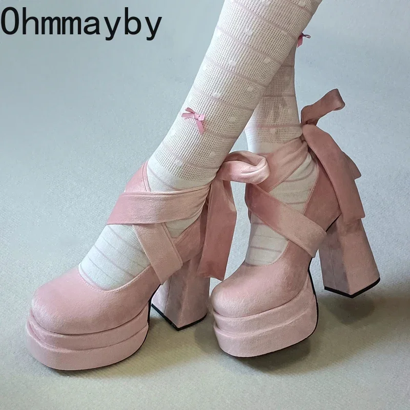 Designer Super High Heel Women Mary Jane Shoes Fashion Eelgant Ankle Cross Strap Ladies Sexy Wedding Party Pumps Lolita Shoes