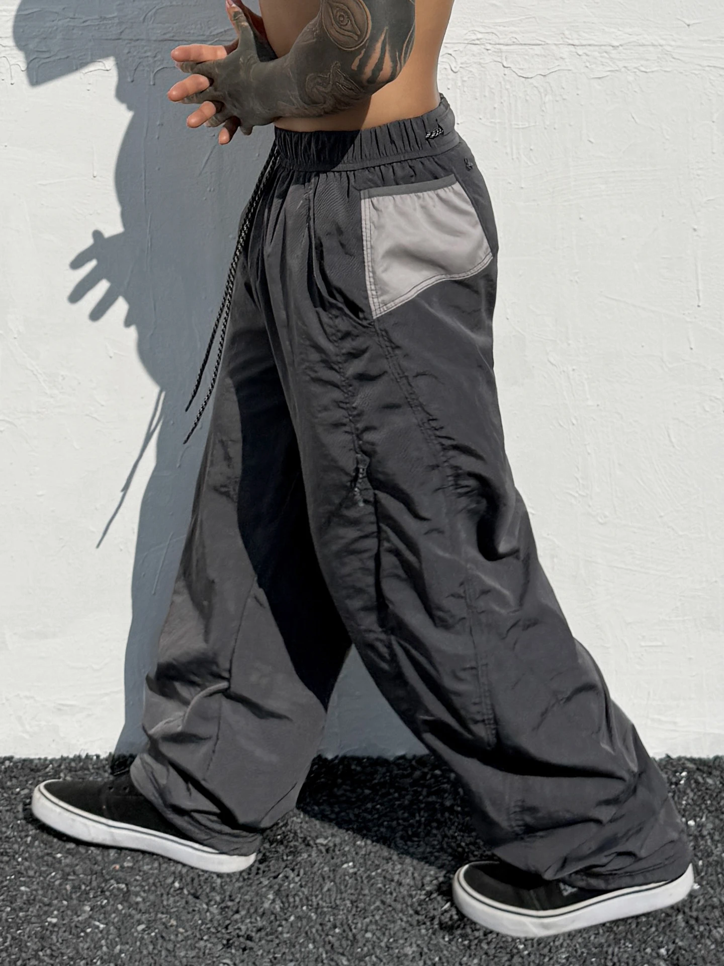 

Trendy American Street Style Color Block Quick Dry Men's Summer Casual Pants Drapey Workwear Drawstring Loose Fit Long Trousers