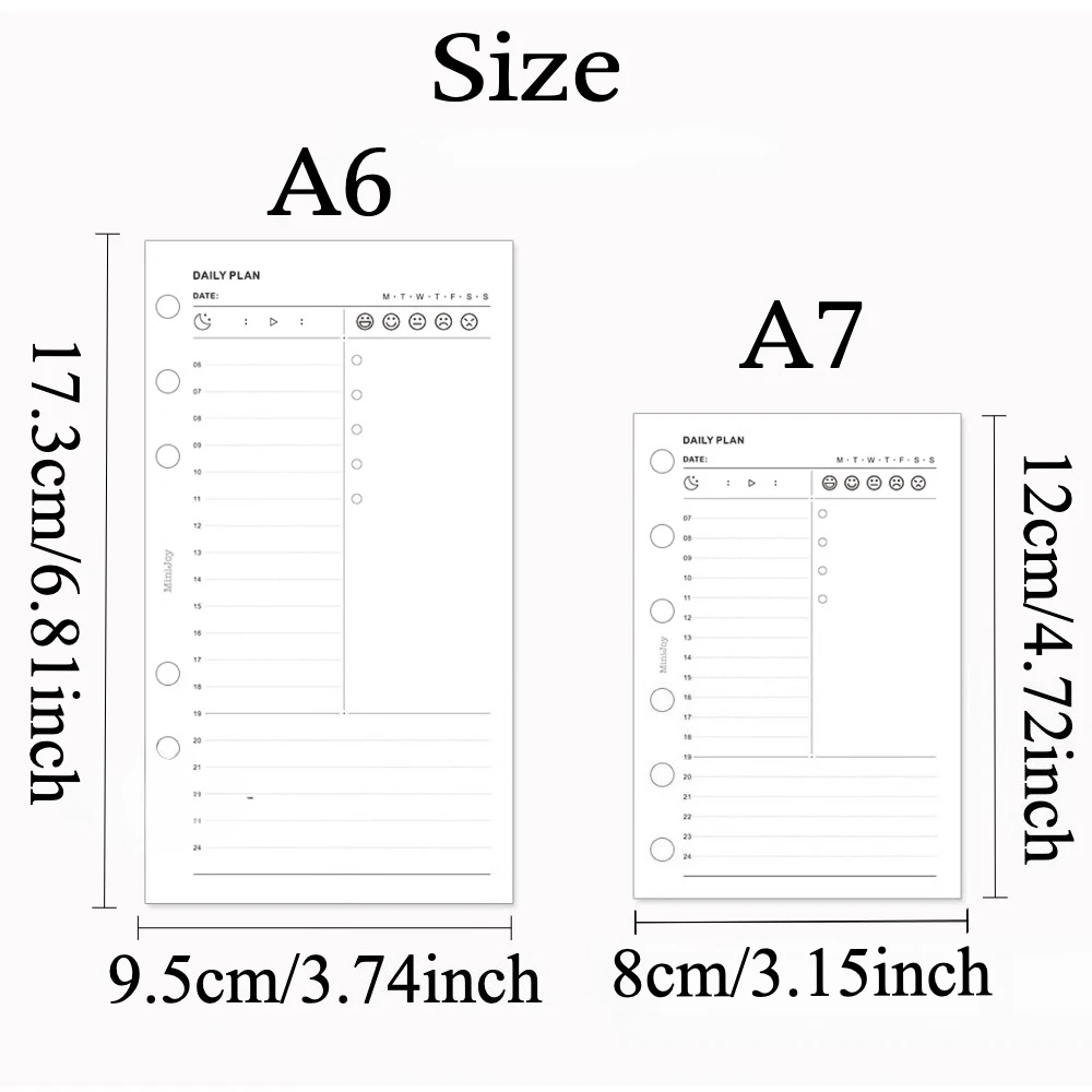 1pc A6/ A7 Daily Planner Loose-Leaf Replacement Inner Pages for To Do Checklist, Timeline, Weekday Label, Emotional Coloring