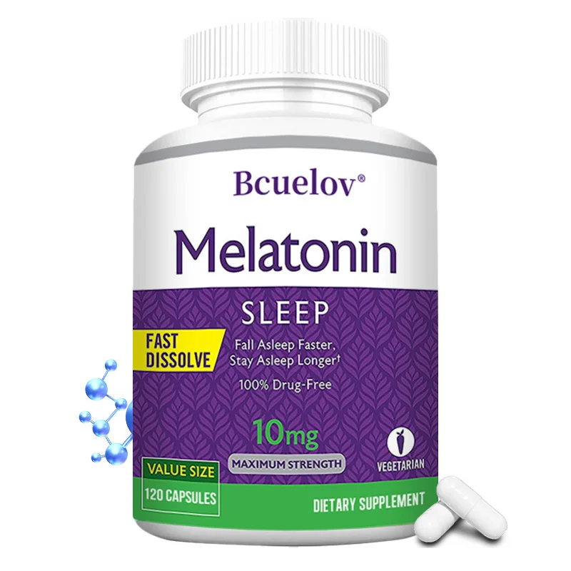 

Melatonin Capsules 10mg - Improves Sleep Quality, Promotes Deep Sleep, Relieves Stress and Anxiety,Gluten Free,Non-GMO