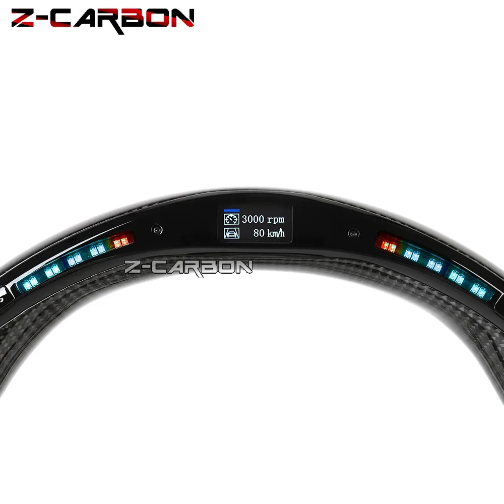 Real Carbon Fiber Steering Wheel Perforated Leather For Nissan 370Z 2009-2021 Red Stitching Racing Sport Wheel Car Accessories