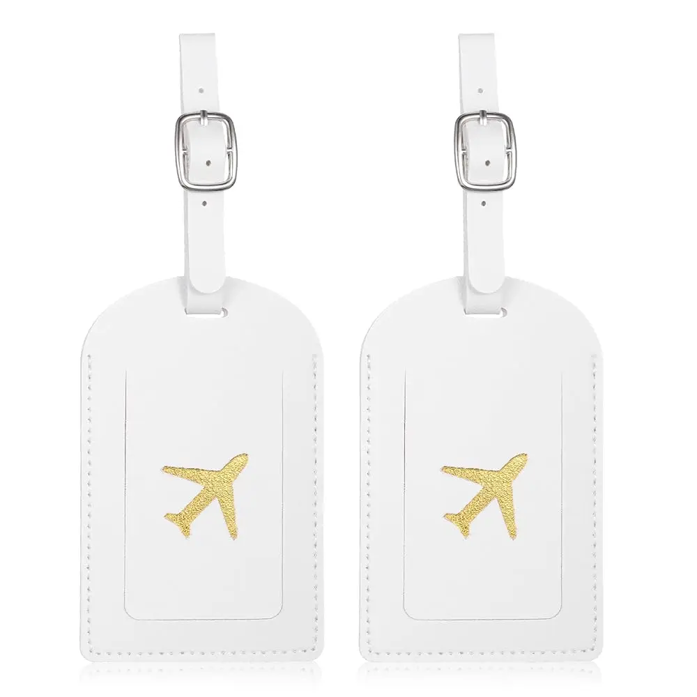 

2Pack Luggage Tags for Suitcases, PU Leather Baggage Tags with Privacy Protection, TSA Approved Travel Accessories for Men &