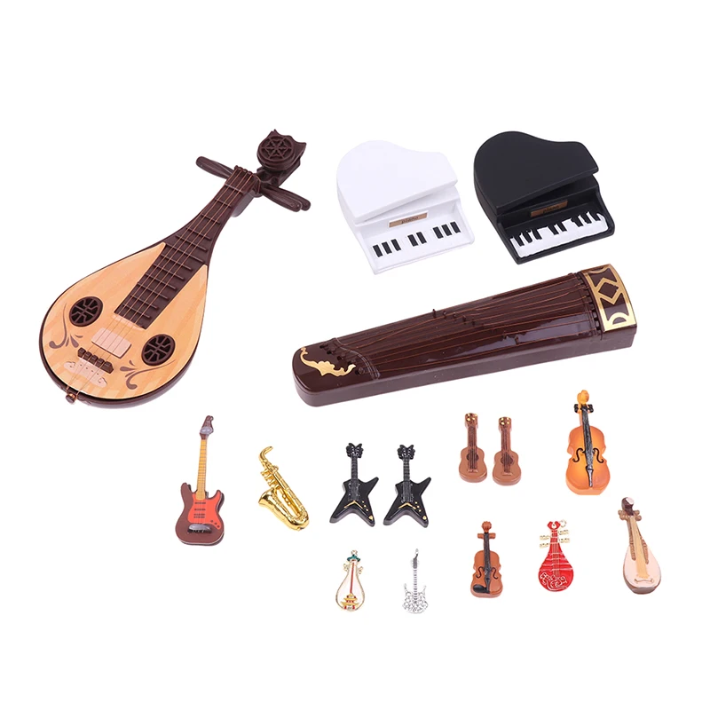 Dollhouse Mini Plastic Piano Violin Guitar Saxophone Musical Instrument Model for Doll House Accessories Decor Miniature Piano