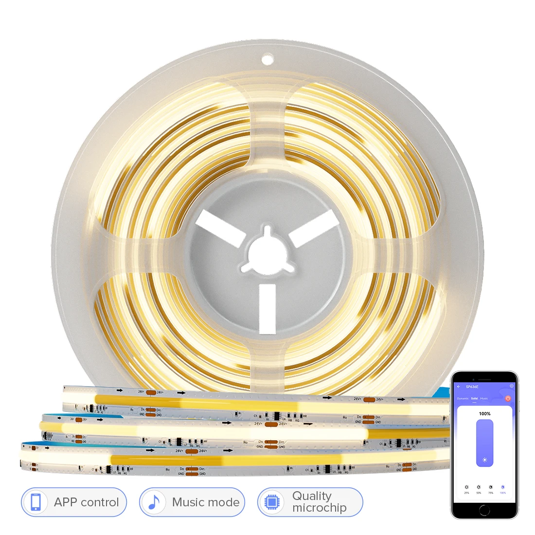 Pixel COB LED Strip Ws2811 Flexible FCOB Light RA90 3000K 4000K 6000K cct Dimmable Flowing Led Strip Light 24V 5m